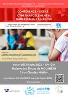 Conférence/débat : cyberharcèlement et harcèlement à l'école